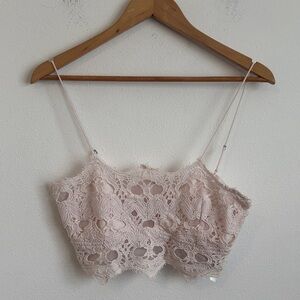 Free People Athena Bralette Lace Cami Top in Soft Pink XL